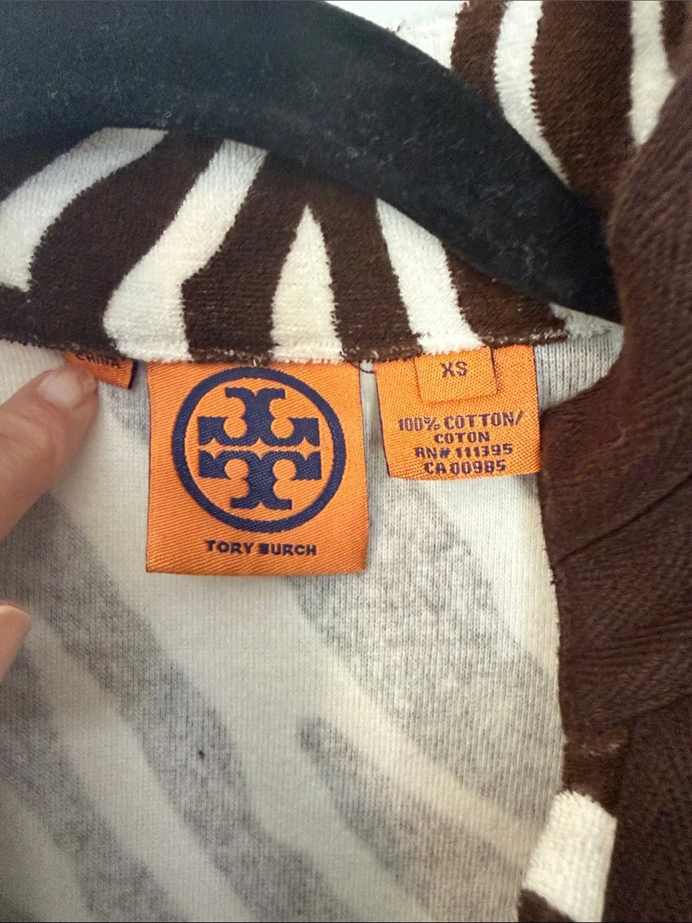 Tory Burch Brown and White Zebra-Print Pullover